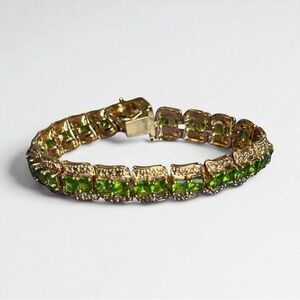 Ross-Simons Natural Peridot Tennis Bracelet Sterling Silver Gold-Plated